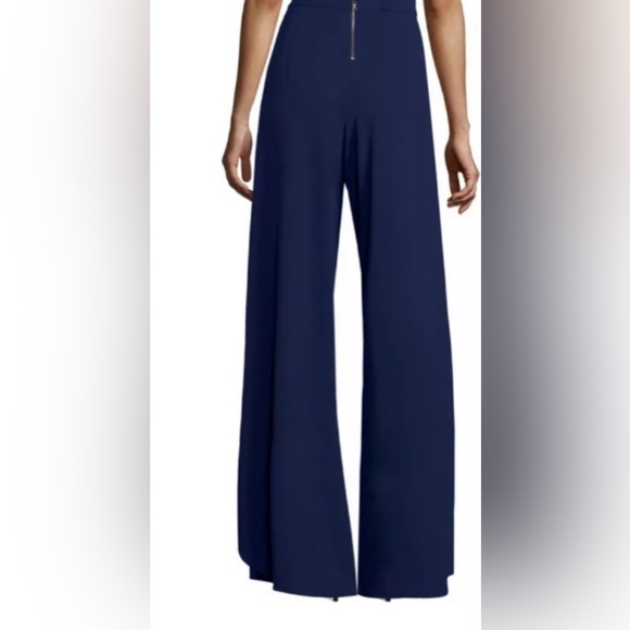 Alice + Olivia Larissa trousers navy high waisted medium flowy split leg tulip - Picture 4 of 15